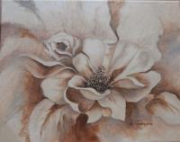 White Floral with Brown Shadows
