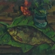Still life with fish on leaves